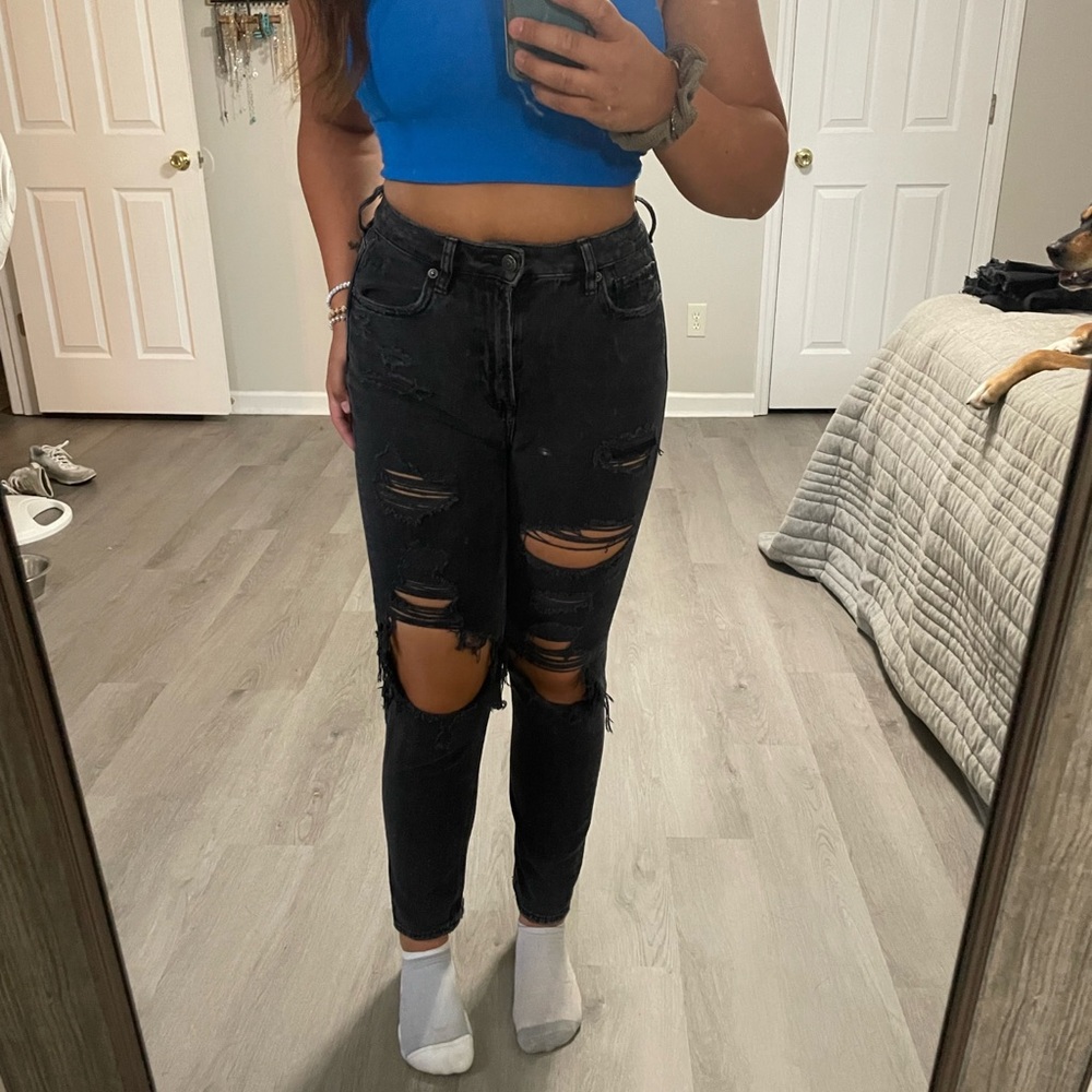 Black American eagle mom jeans